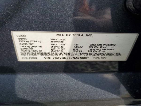 2022 TESLA MODEL Y