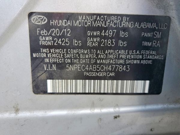 2012 HYUNDAI SONATA Middle level