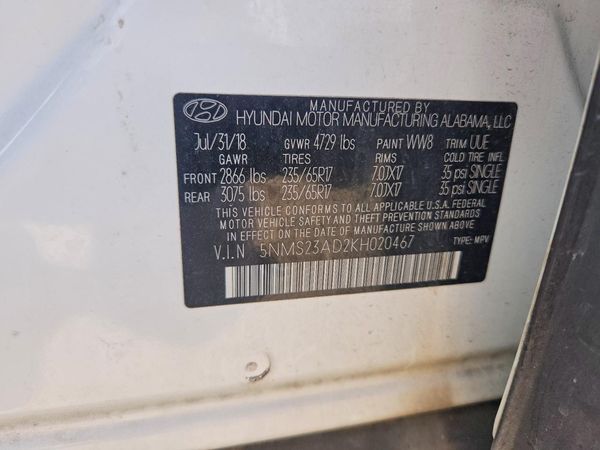 2019 HYUNDAI SANTA FE SE