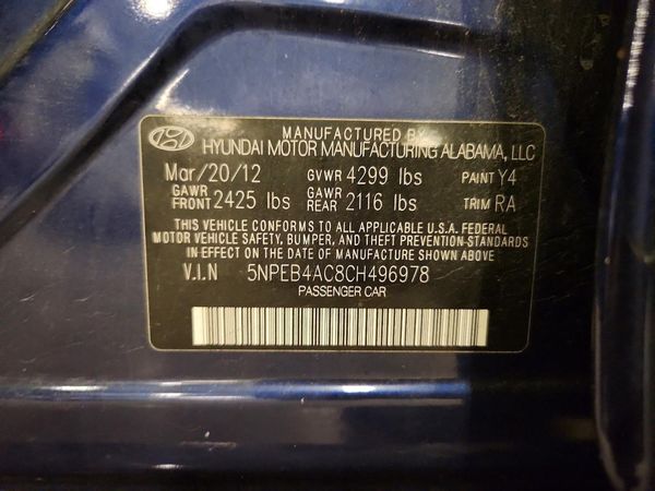 2012 HYUNDAI SONATA
