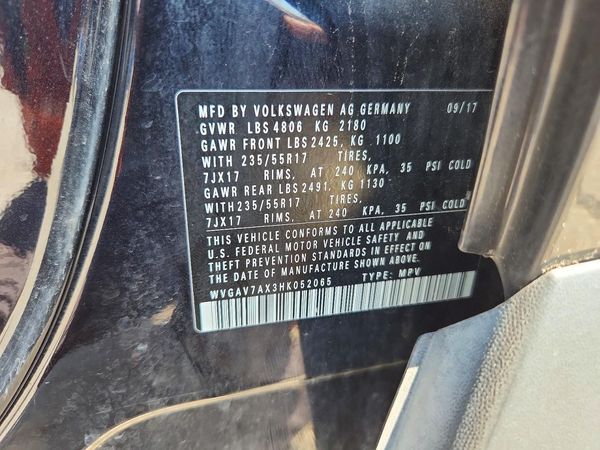 2017 VOLKSWAGEN TIGUAN S, Limited