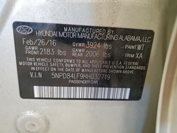 2017 HYUNDAI ELANTRA — VINS