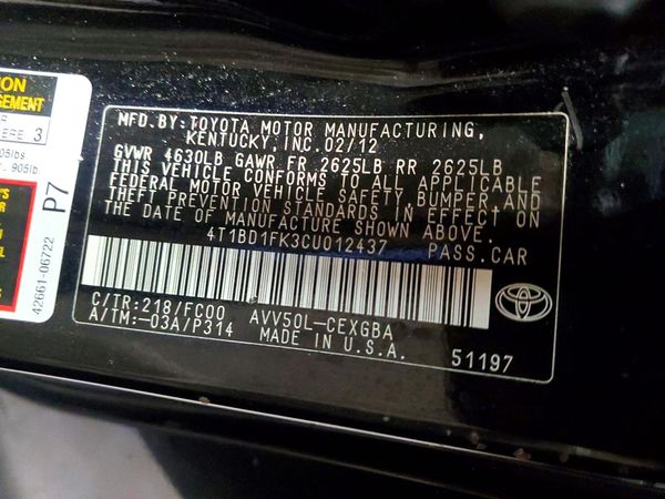 2012 TOYOTA CAMRY Hybrid