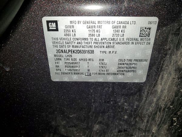 2013 CHEVROLET EQUINOX 2LT