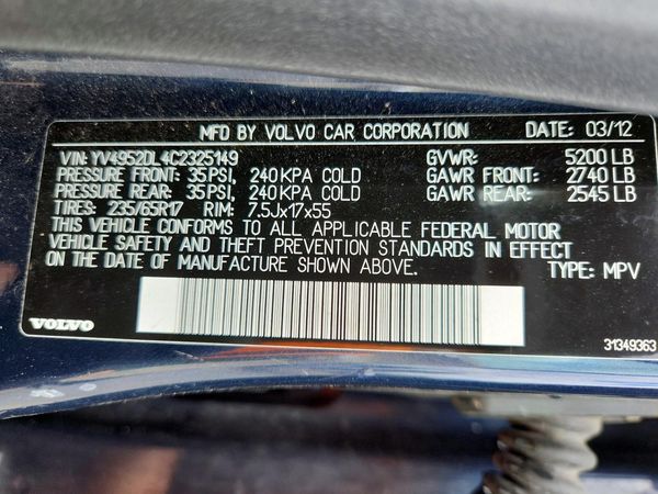 2012 VOLVO XC60