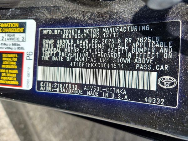 2012 TOYOTA CAMRY