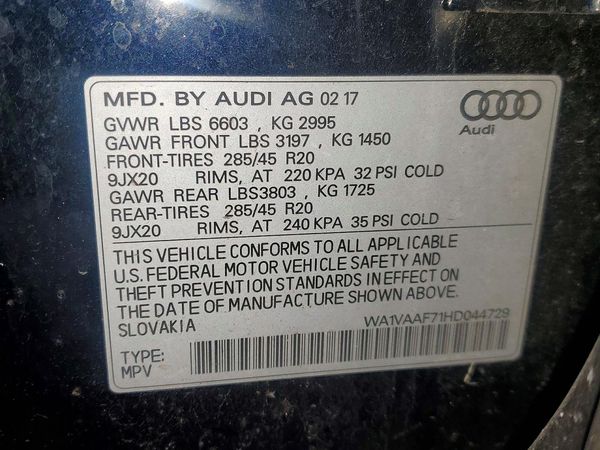 2017 AUDI Q7 quattro Prestige — VINS
