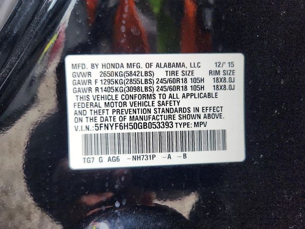 2016 HONDA PILOT EXL