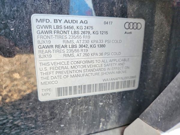 2018 AUDI Q5 — VINS