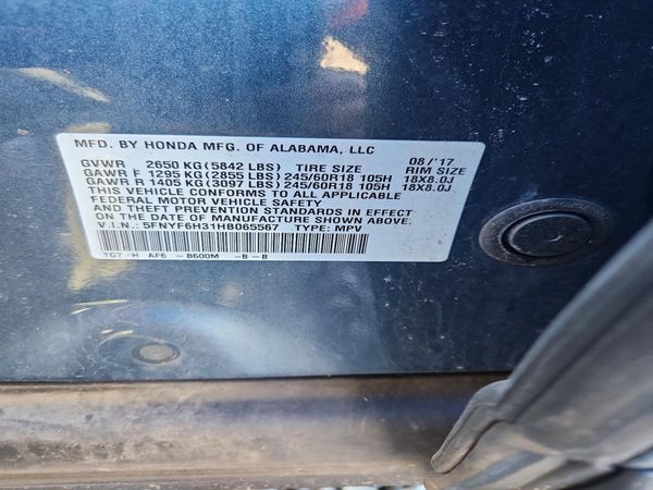 2017 HONDA PILOT EX — VINS