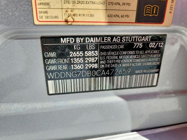 2012 MERCEDES-BENZ S S550