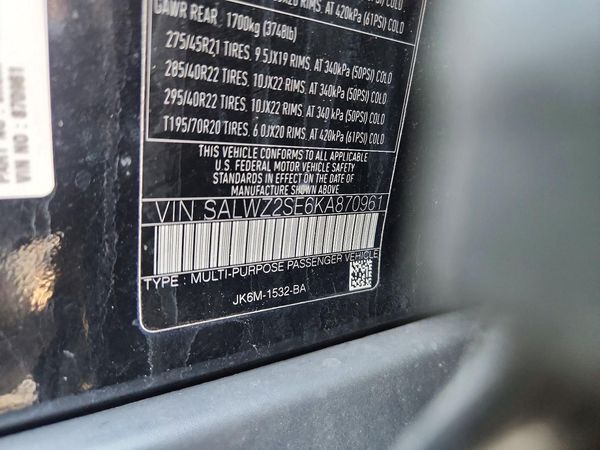 2019 LAND ROVER RANGE ROVER SPORT SVR