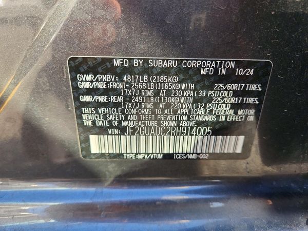 2024 SUBARU CROSSTREK Premium — VINS