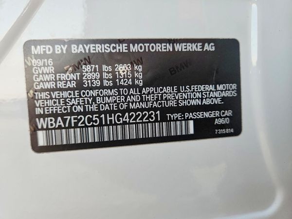 2017 BMW 750 xDrive — VINS