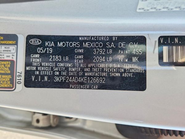 2019 KIA FORTE FE/LX/LXS
