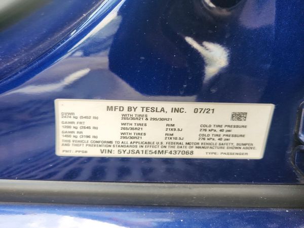 2021 TESLA MODEL S — VINS