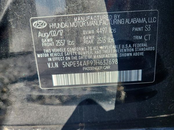 2018 HYUNDAI SONATA — VINS