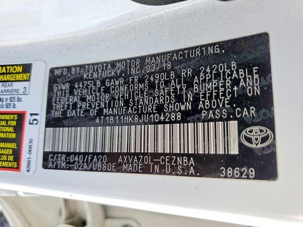 2018 TOYOTA CAMRY L/LE/SE/XLE