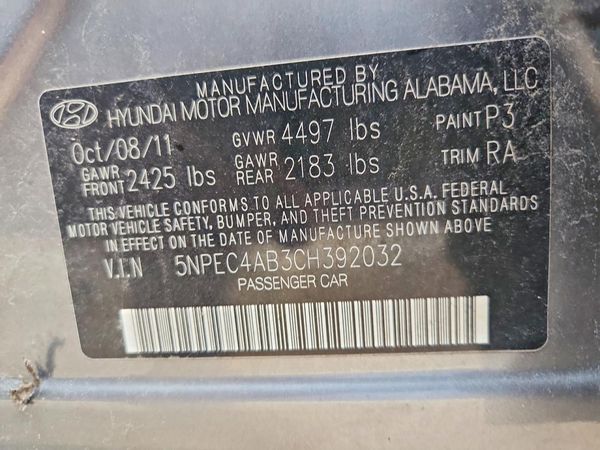 2012 HYUNDAI SONATA