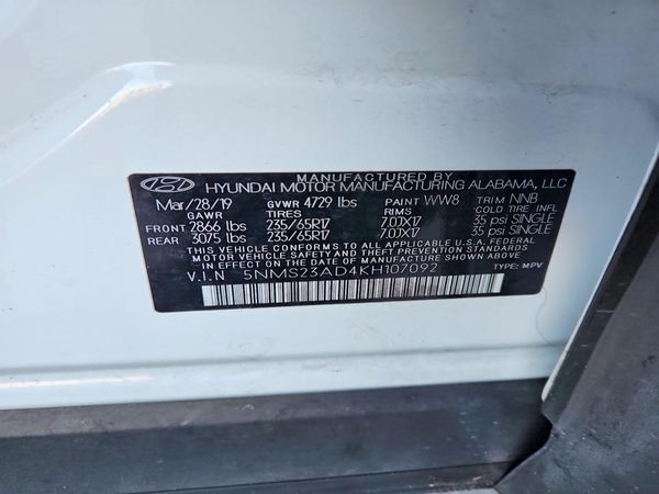 2019 HYUNDAI SANTA FE SE