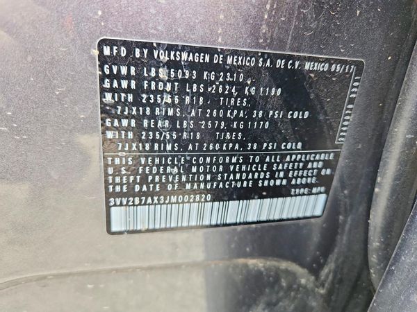 2018 VOLKSWAGEN TIGUAN SE, 4Motion SEL