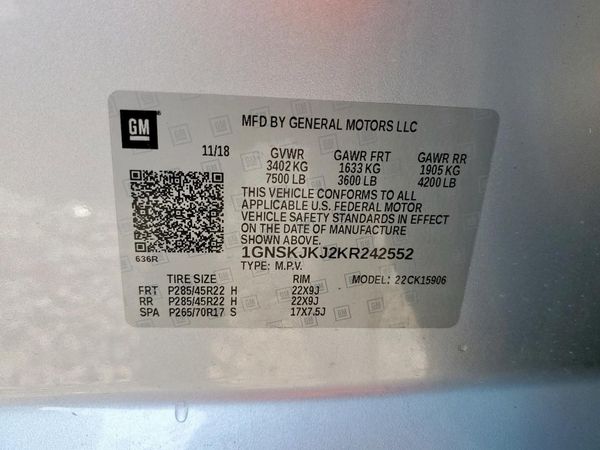 2019 CHEVROLET SUBURBAN Premier — VINS