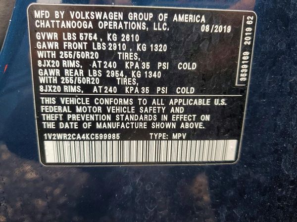 2019 VOLKSWAGEN ATLAS