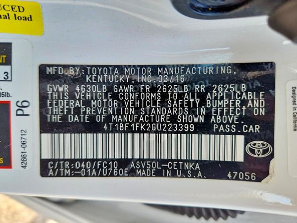 2016 TOYOTA CAMRY