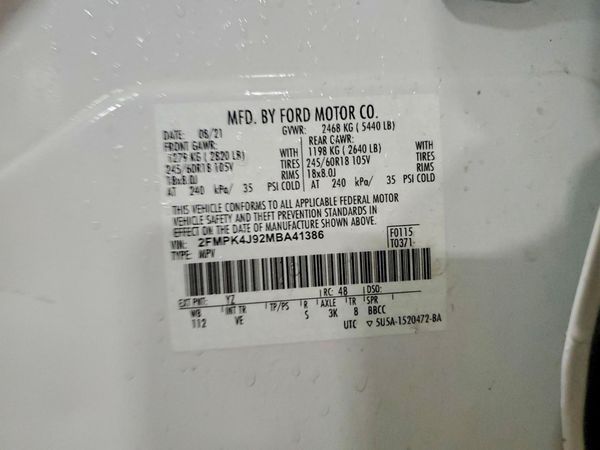 2021 FORD EDGE SEL — VINS