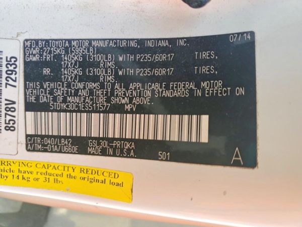 2014 TOYOTA SIENNA