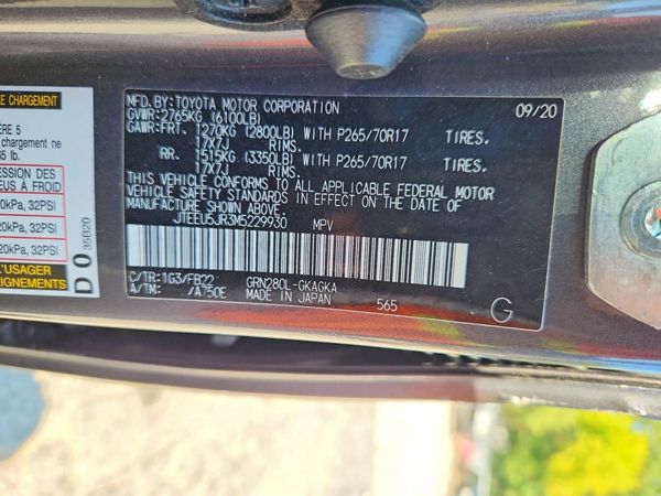 2021 TOYOTA 4RUNNER — VINS