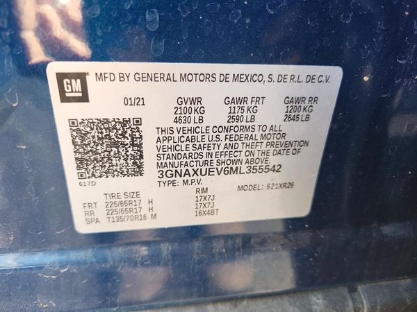 2021 CHEVROLET EQUINOX LT (1LT) — VINS