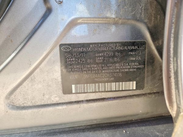 2012 HYUNDAI SONATA Middle-low level — VINS