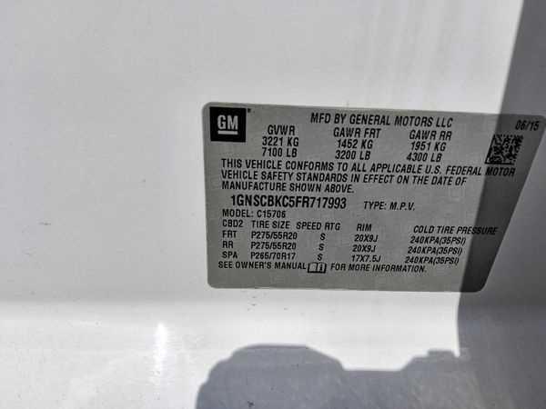 2015 CHEVROLET TAHOE LT — VINS