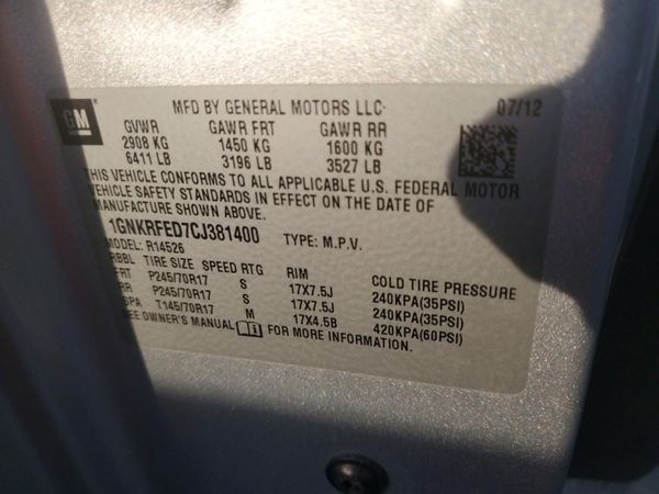 2012 CHEVROLET TRAVERSE LS