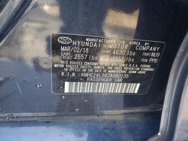 2018 HYUNDAI SONATA SE (HEV) — VINS