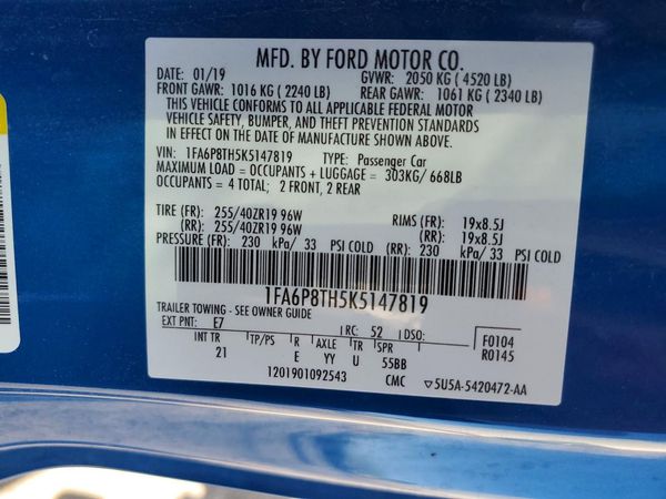 2019 FORD MUSTANG