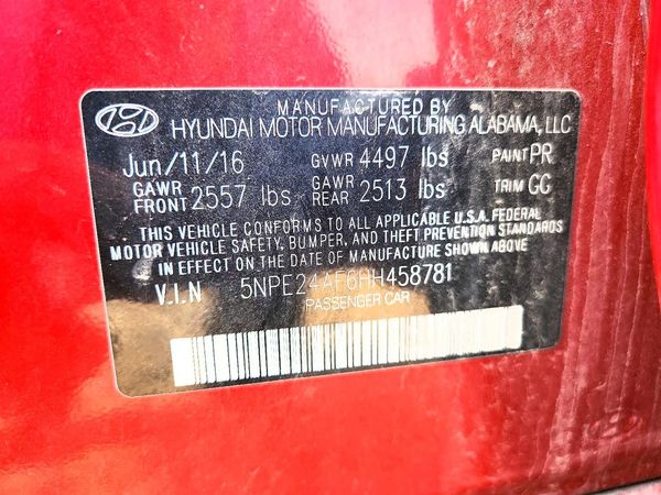 2017 HYUNDAI SONATA SE, Eco