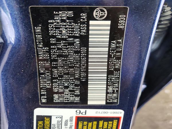 2017 TOYOTA CAMRY LE/SE/XLE/XSE