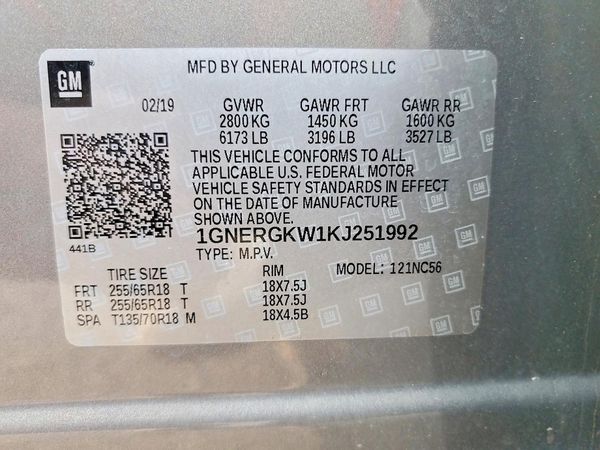 2019 CHEVROLET TRAVERSE LT