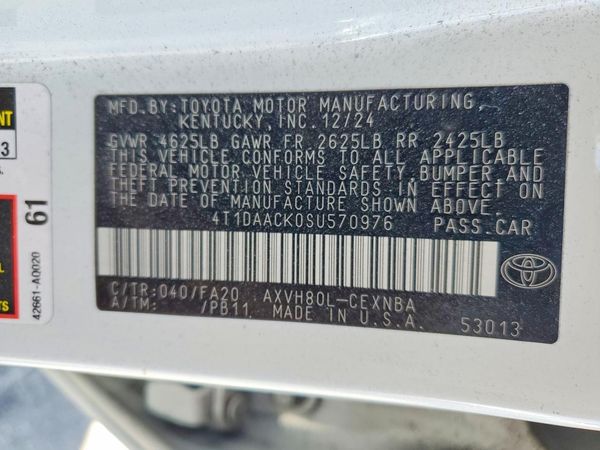 2025 TOYOTA CAMRY — VINS