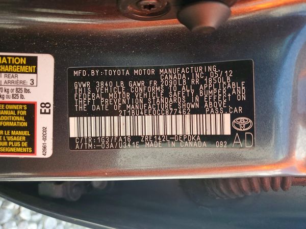 2012 TOYOTA COROLLA