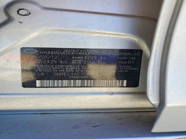 2012 HYUNDAI SONATA