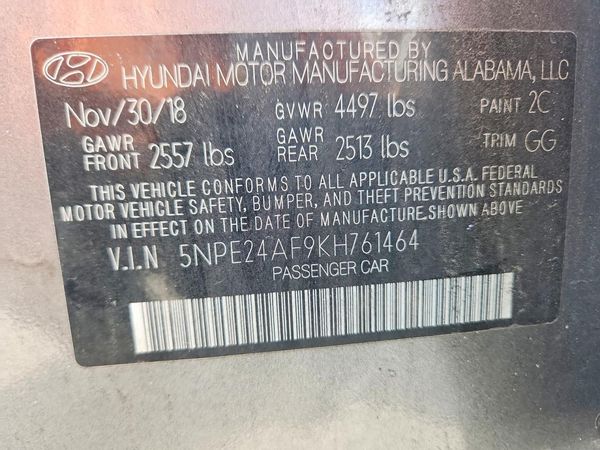2019 HYUNDAI SONATA