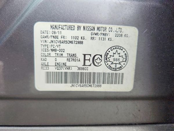 2012 INFINITI G37X