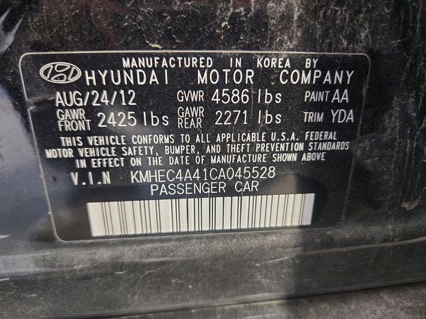 2012 HYUNDAI SONATA Middle level