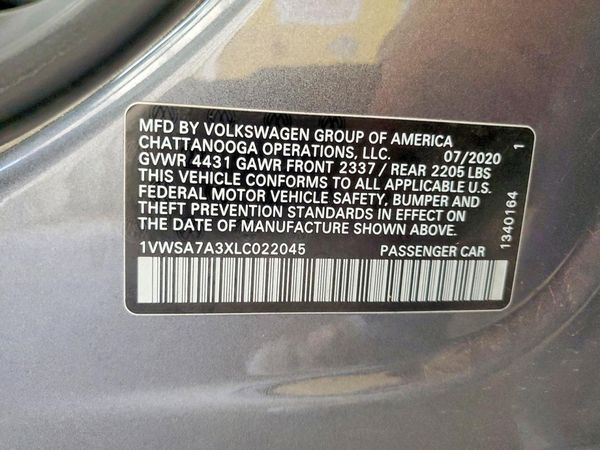2020 VOLKSWAGEN PASSAT SE