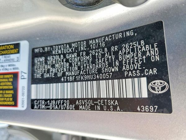 2017 TOYOTA CAMRY LE/SE/XLE/XSE