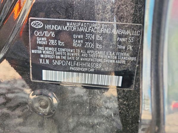 2017 HYUNDAI ELANTRA SE Base — VINS