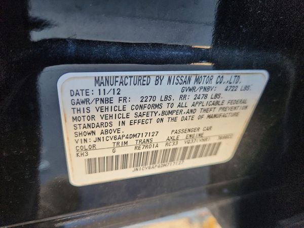 2013 INFINITI G37 — VINS